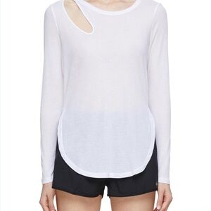 ALO Yoga Ribbed Peak Long Sleeve Shirt White Size Small